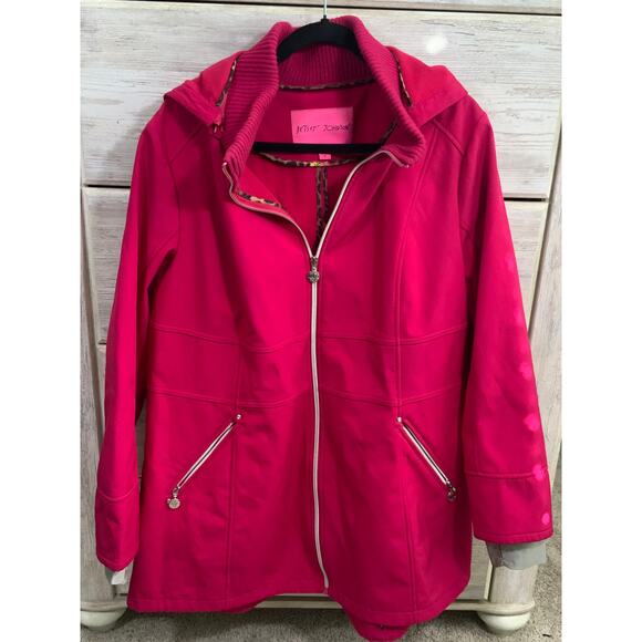 Betsy Johnson Y2K Hot Pink Cheetah Trim Jacket 1X - Picture 1 of 4